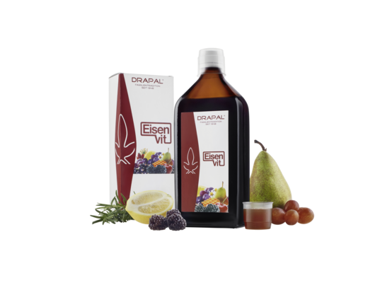 Sie sehen eine Packung DRAPAL EISENVIT ist ein Nahrungsergänzungsmittel mit Eisen, Vitamin C und B-Vitaminen. Natürlich alkoholfrei., Produktbild: 03 DRAPAL EISENVIT ist ein Nahrungsergänzungsmittel mit Eisen, Vitamin C und B-Vitaminen. Natürlich alkoholfrei., A-Nr.: 5597592 - 03