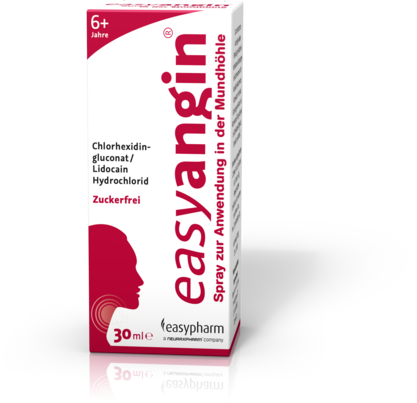 Sie sehen eine Packung easyangin Spray zur Anwendung in der Mundhöhle, Produktbild: 01 easyangin Spray zur Anwendung in der Mundhöhle, A-Nr.: 4222714 - 01