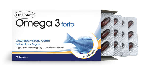 Sie sehen eine Packung Dr. Böhm Omega 3 forte, Produktbild: 02 Dr. Böhm Omega 3 forte, A-Nr.: 3039505 - 02