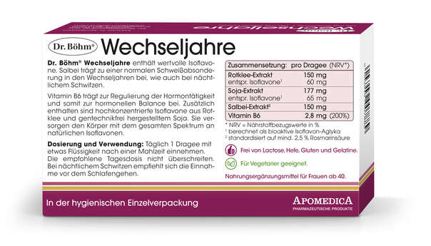 Sie sehen eine Packung Dr. Böhm Wechseljahre, Produktbild: 03 Dr. Böhm Wechseljahre, A-Nr.: 4554681 - 03