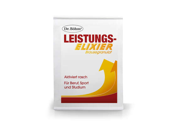 Sie sehen eine Packung Dr. Böhm Leistungselixier Brausegranulat, Produktbild: 04 Dr. Böhm Leistungselixier Brausegranulat, A-Nr.: 4555315 - 04