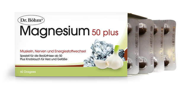 Sie sehen eine Packung Dr. Böhm Magnesium 50 plus Dragees, Produktbild: 02 Dr. Böhm Magnesium 50 plus Dragees, A-Nr.: 4607213 - 02