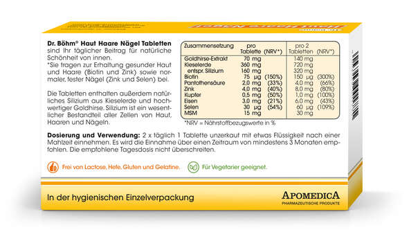 Sie sehen eine Packung Dr. Böhm Haut Haare Nägel, Produktbild: 03 Dr. Böhm Haut Haare Nägel, A-Nr.: 2696394 - 03