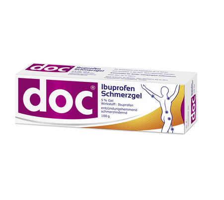 Sie sehen eine Packung doc® Ibuprofen Schmerzgel 100 g, Produktbild: 01 doc® Ibuprofen Schmerzgel 100 g, A-Nr.: 4586422 - 01