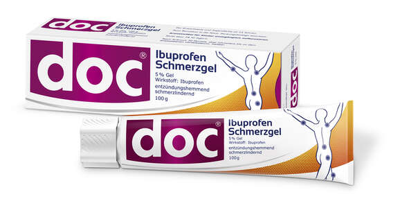 Sie sehen eine Packung doc® Ibuprofen Schmerzgel 100 g, Produktbild: 02 doc® Ibuprofen Schmerzgel 100 g, A-Nr.: 4586422 - 02