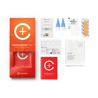 Sie sehen eine Packung cerascreen Immunsystem Test, Produktbild: 02 cerascreen Immunsystem Test, A-Nr.: 5638463 - 02