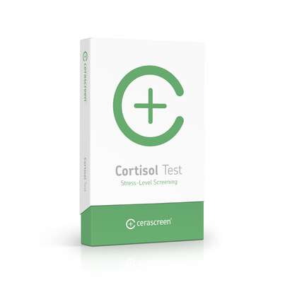 Sie sehen eine Packung cerascreen Cortisol Test, Produktbild: 01 cerascreen Cortisol Test, A-Nr.: 4879058 - 01