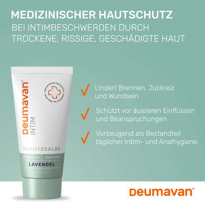 Sie sehen eine Packung Deumavan Schutzsalbe Lavendel, Produktbild: 03 Deumavan Schutzsalbe Lavendel, A-Nr.: 3455480 - 03