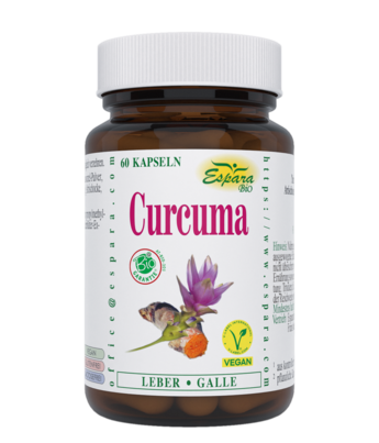 Sie sehen eine Packung Espara Curcuma Bio Kapseln, Produktbild: 01 Espara Curcuma Bio Kapseln, A-Nr.: 5461059 - 01