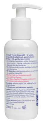 Sie sehen eine Packung Dermifant® Prevent Körpermilch 200ml, Produktbild: 01 Dermifant® Prevent Körpermilch 200ml, A-Nr.: 5585991 - 01