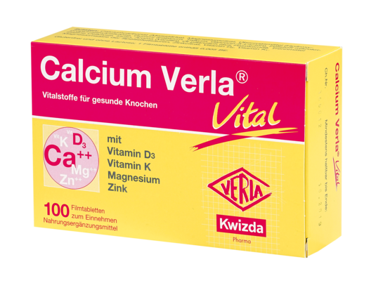 Sie sehen eine Packung Calcium Verla Vital Filmtabletten, Produktbild: 01 Calcium Verla Vital Filmtabletten, A-Nr.: 3199887 - 01