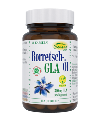 Sie sehen eine Packung Espara Borretschöl-GLA Bio Kapseln, Produktbild: 01 Espara Borretschöl-GLA Bio Kapseln, A-Nr.: 5409745 - 01