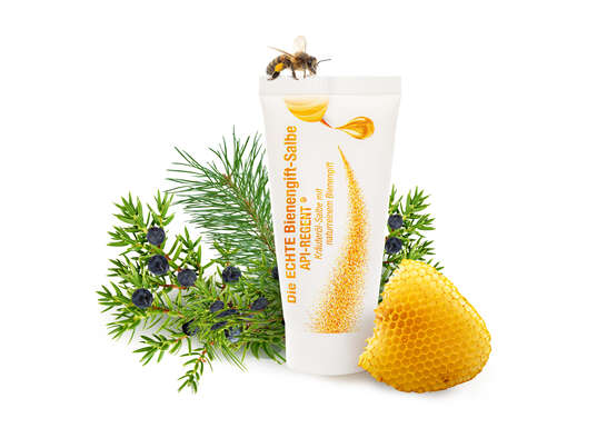 Sie sehen eine Packung Die echte Bienengift-Salbe Api-Regent, Produktbild: 02 Die echte Bienengift-Salbe Api-Regent, A-Nr.: 5305885 - 02