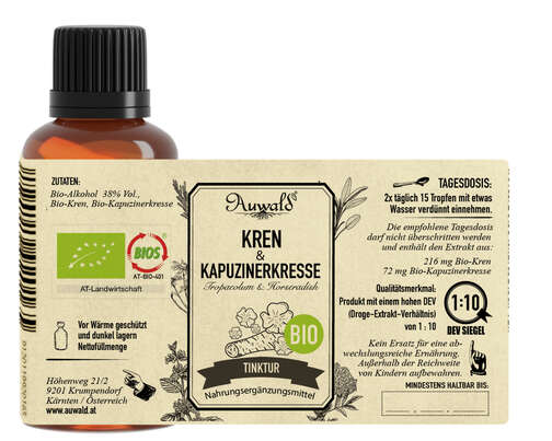 Auwald® - Kren &amp; Kapuzinerkresse - BIO Tropfen (Auszug, Extrakt, Essenz), A-Nr.: 5709536 - 04