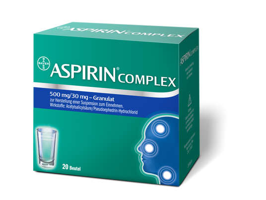 Sie sehen eine Packung Aspirin® Complex – Granulat, Produktbild: 01 Aspirin® Complex – Granulat, A-Nr.: 3500909 - 01