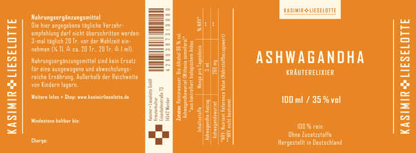 Sie sehen eine Packung Kasimir + Lieselotte Ashwaganda Tinktur, Produktbild: 02 Kasimir + Lieselotte Ashwaganda Tinktur, A-Nr.: 5176152 - 02