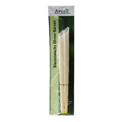 Sie sehen eine Packung APOfit Ohrenkerzen-Bienenwachs 2Stk + Schutzscheibe, Produktbild: 01 APOfit Ohrenkerzen-Bienenwachs 2Stk + Schutzscheibe, A-Nr.: 4755445 - 01