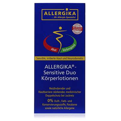 Sie sehen eine Packung ALLERGIKA®- Sensitive Duo Körperlotionen 400mL, Produktbild: 01 ALLERGIKA®- Sensitive Duo Körperlotionen 400mL, A-Nr.: 4322143 - 01