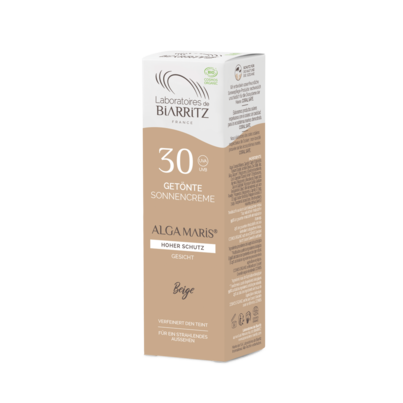 Sie sehen eine Packung Alga Maris Sonnencreme Gesicht getönt LSF30 Bio LDB, Produktbild: 03 Alga Maris Sonnencreme Gesicht getönt LSF30 Bio LDB, A-Nr.: 4832306 - 03