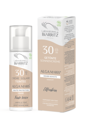 Sie sehen eine Packung Alga Maris getönte Sonnencreme elfenbein Gesicht bio LSF 30, Produktbild: 02 Alga Maris getönte Sonnencreme elfenbein Gesicht bio LSF 30, A-Nr.: 5279923 - 02