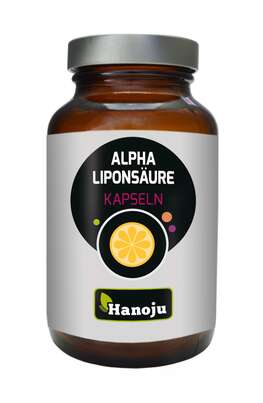 Sie sehen eine Packung Hanoju Alpha Liponsäure Kapseln 400mg, Produktbild: 01 Hanoju Alpha Liponsäure Kapseln 400mg, A-Nr.: 4384701 - 01