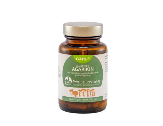 Sie sehen eine Packung Gamu bio Agaricus brasiliensis | Agarikin Kapseln, Produktbild: 01 Gamu bio Agaricus brasiliensis | Agarikin Kapseln, A-Nr.: 5600153 - 01