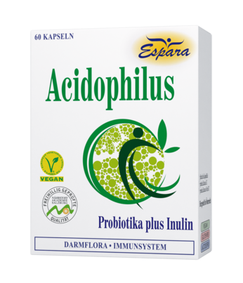 Sie sehen eine Packung Espara Acidophilus Kapseln, Produktbild: 01 Espara Acidophilus Kapseln, A-Nr.: 2713649 - 01