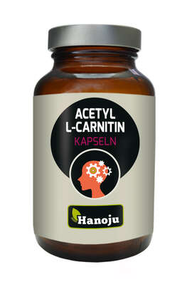 Sie sehen eine Packung Hanoju Acetyl-L-Carnitin Kapseln 400mg, Produktbild: 01 Hanoju Acetyl-L-Carnitin Kapseln 400mg, A-Nr.: 4255760 - 01