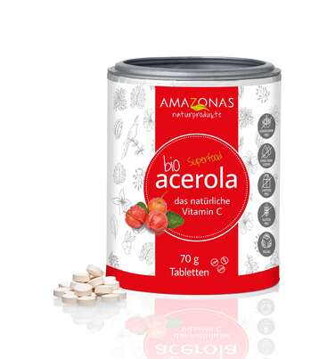 BIO Acerola Vitamin C Lutschtabletten mit 17% natürlichem Vitamin C, 120 Tabl., A-Nr.: 5229003 - 01