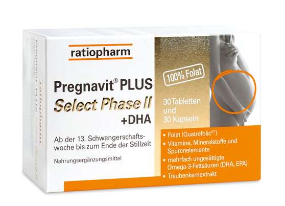 Sie sehen eine Packung Pregnavit® PLUS Select Phase II, Produktbild: 01 Pregnavit® PLUS Select Phase II, A-Nr.: 4552392 - 01