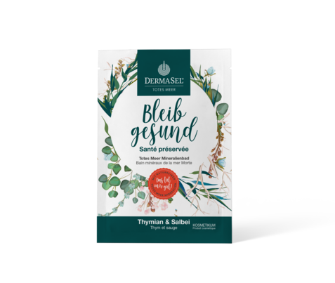 Sie sehen eine Packung DermaSel® Totes Meer Mineralienbad Bleib gesund, Produktbild: 01 DermaSel® Totes Meer Mineralienbad Bleib gesund, A-Nr.: 5705768 - 01