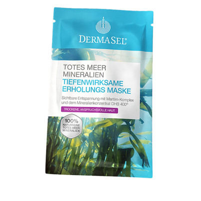 Sie sehen eine Packung DermaSel® Totes Meer Mineralien Tiefenwirksame Erholungs Maske, Produktbild: 01 DermaSel® Totes Meer Mineralien Tiefenwirksame Erholungs Maske, A-Nr.: 3790988 - 01