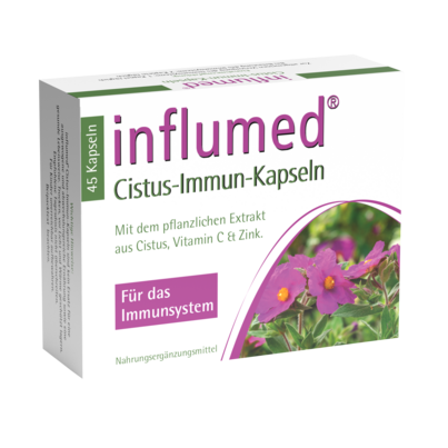 Sie sehen eine Packung influmed® Cistus-Immun-Kapseln, Produktbild: 01 influmed® Cistus-Immun-Kapseln, A-Nr.: 4271279 - 01