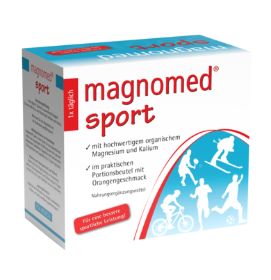 Sie sehen eine Packung magnomed® Sport Magnesium-Kalium-Sachets, Produktbild: 01 magnomed® Sport Magnesium-Kalium-Sachets, A-Nr.: 4016423 - 01
