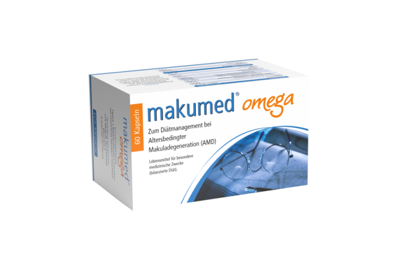 Sie sehen eine Packung makumed® omega, Produktbild: 01 makumed® omega, A-Nr.: 3262580 - 01