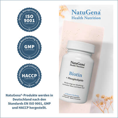Sie sehen eine Packung NatuGena Biotin Kapseln, Produktbild: 03 NatuGena Biotin Kapseln, A-Nr.: 5814776 - 03