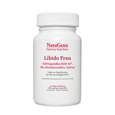 Sie sehen eine Packung NatuGena Libido Frau Kapseln, Produktbild: 01 NatuGena Libido Frau Kapseln, A-Nr.: 5847215 - 01