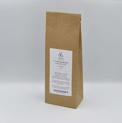 Sie sehen eine Packung Sanddornbeere Früchtetee aromatisiert, Produktbild: 01 Sanddornbeere Früchtetee aromatisiert, A-Nr.: 4850043 - 01