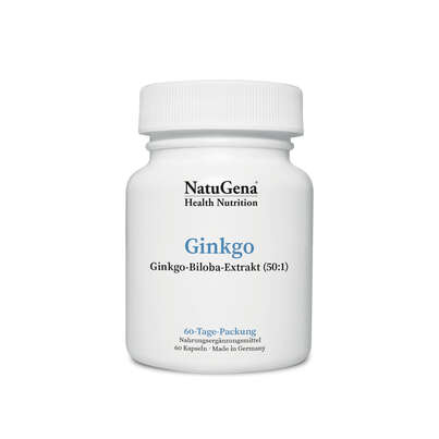 Sie sehen eine Packung NatuGena Ginko Kapseln, Produktbild: 01 NatuGena Ginko Kapseln, A-Nr.: 5699163 - 01