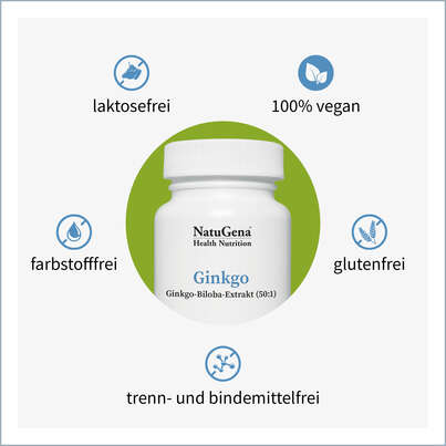 Sie sehen eine Packung NatuGena Ginko Kapseln, Produktbild: 02 NatuGena Ginko Kapseln, A-Nr.: 5699163 - 02