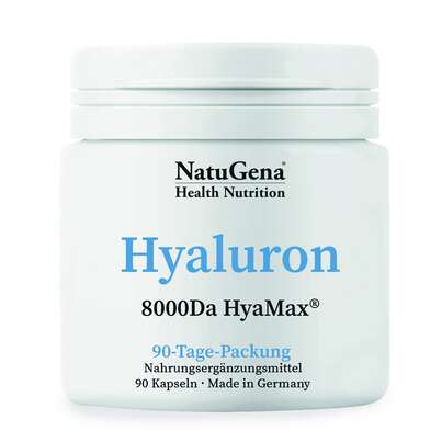 Sie sehen eine Packung NatuGena Hyaluron Kapseln, Produktbild: 01 NatuGena Hyaluron Kapseln, A-Nr.: 5699252 - 01
