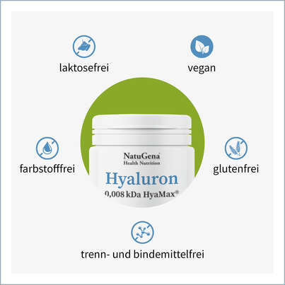 Sie sehen eine Packung NatuGena Hyaluron Kapseln, Produktbild: 04 NatuGena Hyaluron Kapseln, A-Nr.: 5699252 - 04