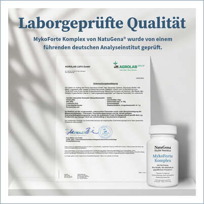 Sie sehen eine Packung NatuGena MykoForte Komplex Kapseln, Produktbild: 05 NatuGena MykoForte Komplex Kapseln, A-Nr.: 5730074 - 05