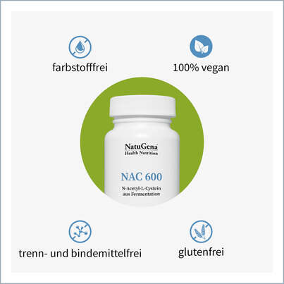Sie sehen eine Packung NatuGena NAC 600 Kapseln, Produktbild: 02 NatuGena NAC 600 Kapseln, A-Nr.: 5730097 - 02