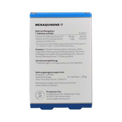 Sie sehen eine Packung Menaquinone-7 Vitamin K2 45 mcg Klean Labs Tabletten, Produktbild: 02 Menaquinone-7 Vitamin K2 45 mcg Klean Labs Tabletten, A-Nr.: 5395575 - 02