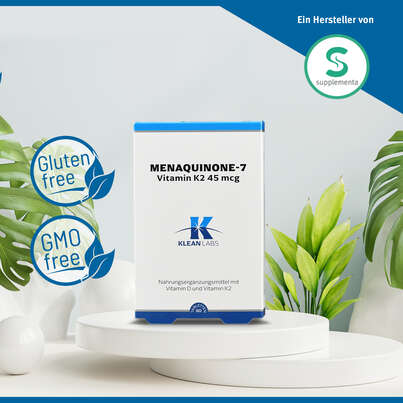 Sie sehen eine Packung Menaquinone-7 Vitamin K2 45 mcg Klean Labs Tabletten, Produktbild: 03 Menaquinone-7 Vitamin K2 45 mcg Klean Labs Tabletten, A-Nr.: 5395575 - 03