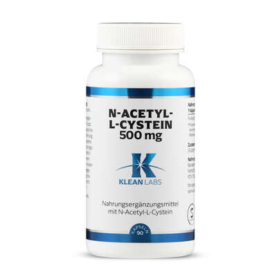 Sie sehen eine Packung N-Acetyl-L-Cystein 500mg Klean Labs Kapseln, Produktbild: 01 N-Acetyl-L-Cystein 500mg Klean Labs Kapseln, A-Nr.: 5395753 - 01