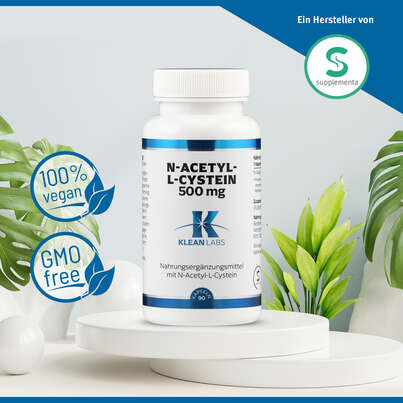 Sie sehen eine Packung N-Acetyl-L-Cystein 500mg Klean Labs Kapseln, Produktbild: 05 N-Acetyl-L-Cystein 500mg Klean Labs Kapseln, A-Nr.: 5395753 - 05