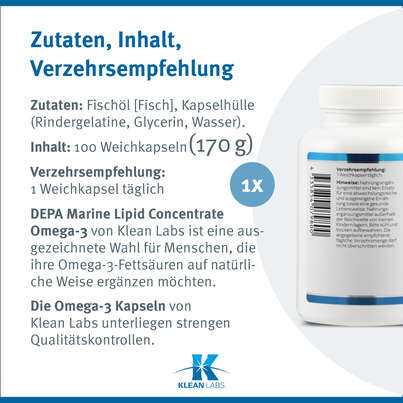 Depa Marine Lipid Concentrate Omega-3 Klean Labs Weichkapseln, A-Nr.: 5598255 - 09