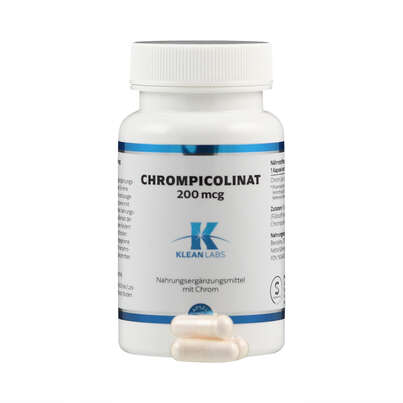 Sie sehen eine Packung Chrompicolinat 200 mcg Klean Labs Kapseln, Produktbild: 04 Chrompicolinat 200 mcg Klean Labs Kapseln, A-Nr.: 5707922 - 04